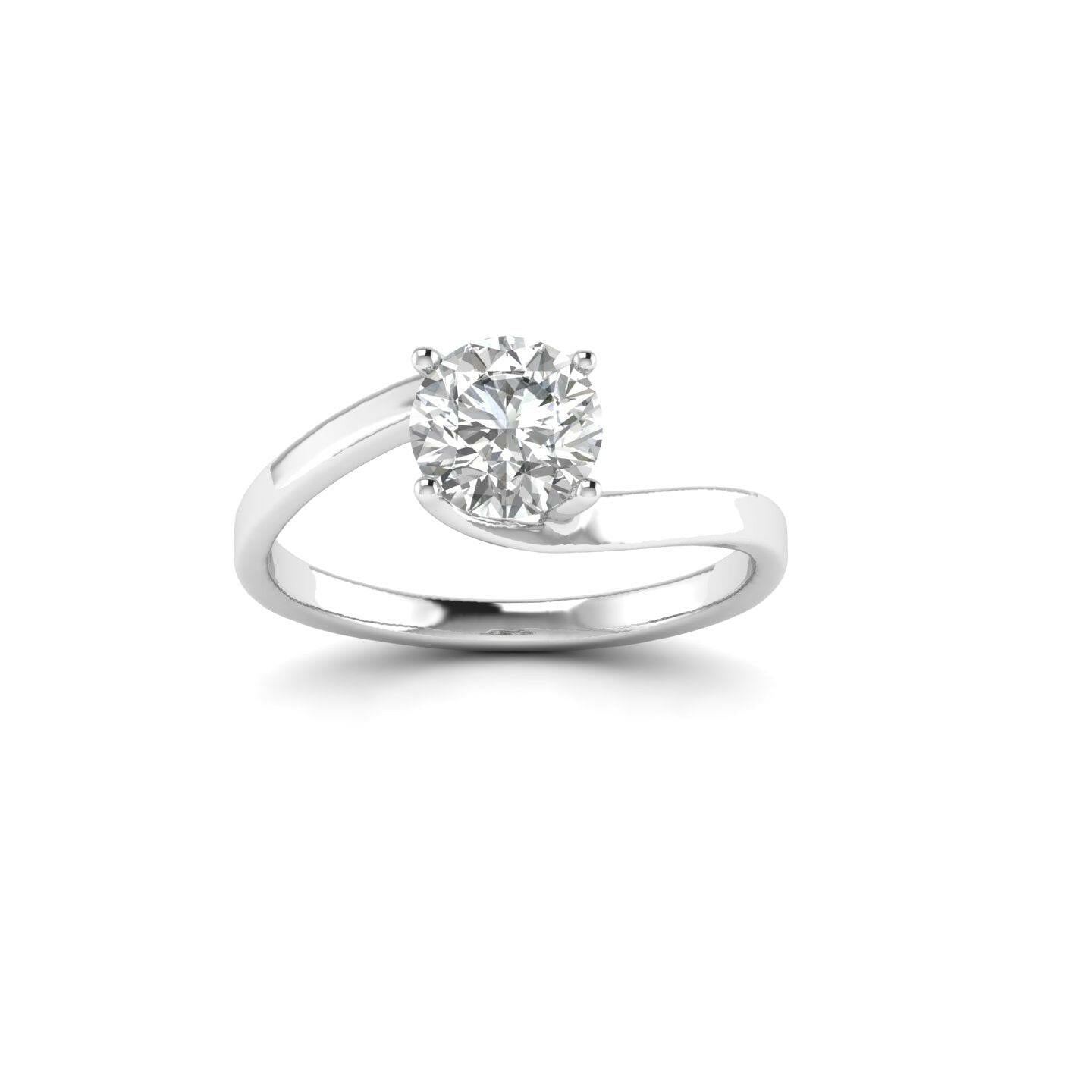 White Gold Studded 1 CARAT Lab Grown Diamond Ring-F Color VVS2 Clarity.